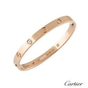 Cartier Love Bracelet Rose Gold Half Diamond 17 B6036017